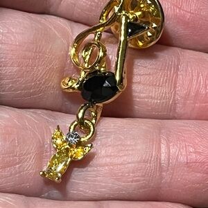 Gold and Black Angel Charm brooch